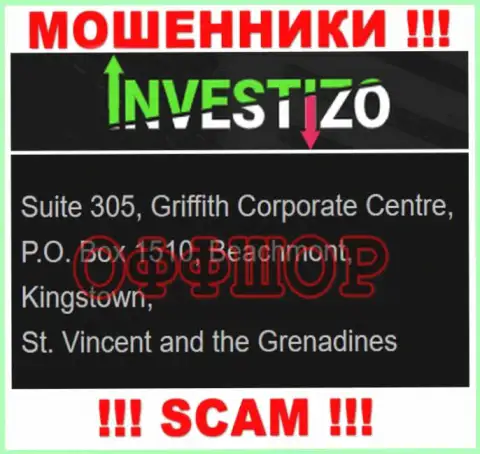 Не работайте совместно с интернет-мошенниками Инвестицо Лтд - грабят ! Их официальный адрес в офшорной зоне - Suite 305, Griffith Corporate Centre, P.O. Box 1510, Beachmont, Kingstown, St. Vincent and the Grenadines