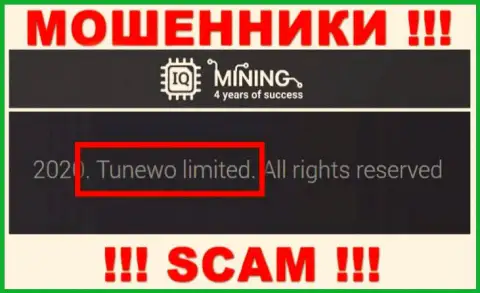 Воры IQMining Com написали, что Tunewo Limited владеет их лохотронном