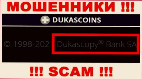 На официальном ресурсе ДукасКоин написано, что этой компанией владеет Dukascopy Bank SA