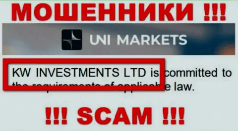 Руководителями UNIMarkets оказалась организация - KW Investments Ltd