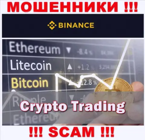 Род деятельности мошенников Бинансе Ком это Crypto trading, однако имейте ввиду это разводняк !!!