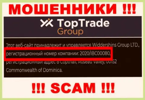 Номер регистрации TopTrade Group - 2020/IBC00080 от утраты денежных активов не спасет