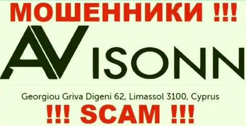 Avisonn - это МАХИНАТОРЫ !!! Скрылись в оффшоре по адресу Georgiou Griva Digeni 62, Limassol 3100, Cyprus и прикарманивают финансовые вложения клиентов