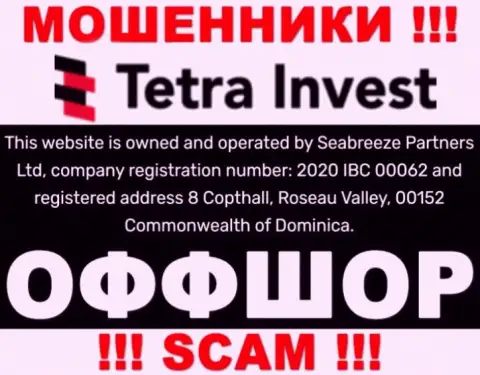 На сайте ворюг Tetra-Invest Co написано, что они находятся в оффшоре - 8 Copthall, Roseau Valley, 00152 Commonwealth of Dominica, будьте бдительны