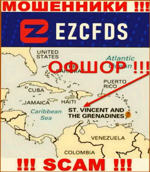 St. Vincent and the Grenadines - оффшорное место регистрации мошенников ЕЗЦФДС, показанное у них на онлайн-ресурсе