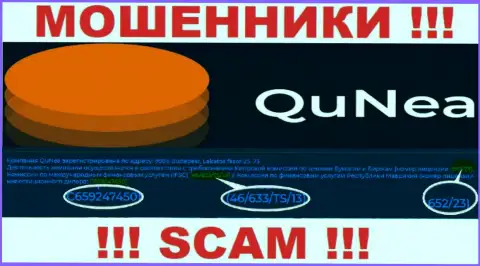 Мошенники QuNea Com не скрывают свою лицензию на осуществление деятельности, опубликовав ее на сайте, однако будьте крайне внимательны !!!