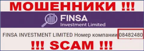 Как указано на официальном информационном портале разводил Finsa Investment Limited: 08482480 - это их номер регистрации