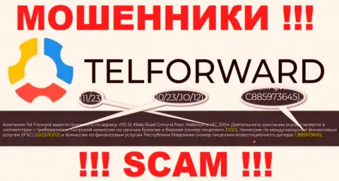 На сайте Tel-Forward есть лицензия, только вот это не меняет их мошенническую суть