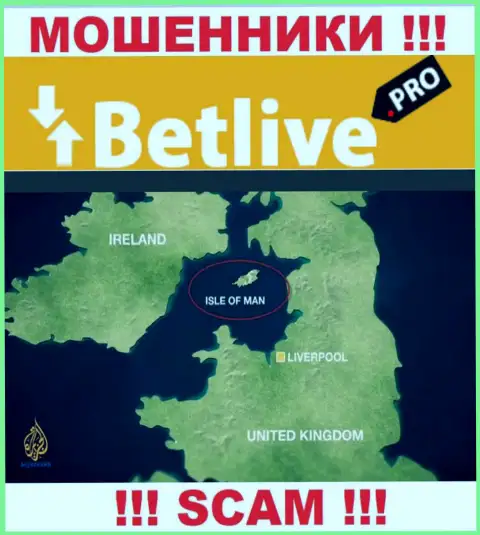 BetLive базируются в оффшоре, на территории - Isle of Man