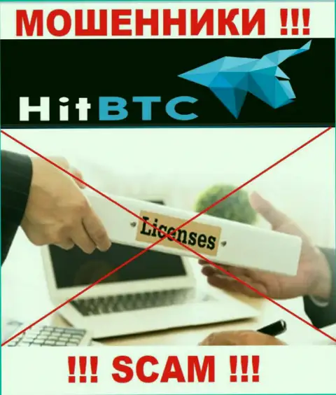 Ни на сайте HitBTC, ни в сети internet, информации о лицензии данной организации НЕ ПОКАЗАНО