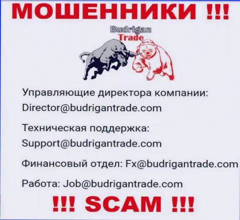 Не пишите сообщение на адрес электронного ящика Budrigan Ltd - это мошенники, которые воруют денежные средства клиентов