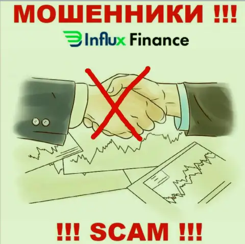 На сайте мошенников InFluxFinance не имеется ни единого слова о регулирующем органе компании
