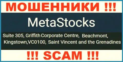 На официальном web-портале MetaStocks расположен адрес данной конторы - Сьюит 305, Корпоративный Центр Гриффитш, Кингстаун, VC0100, Сент-Винсент и Гренадины (офшор)