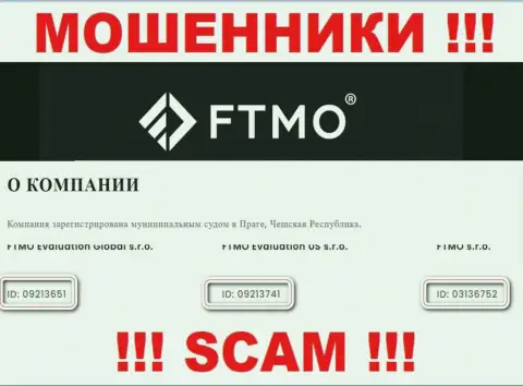 Контора ФТМО Ком представила свой рег. номер у себя на официальном сайте - 09213741