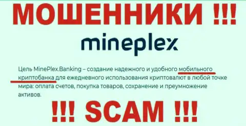 МинеПлекс - это мошенники !!! Область деятельности которых - Крипто-банк