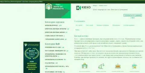 Обзор о условиях для торговли forex брокера KIEXO, опубликованный на онлайн-ресурсе directory financemagnates com
