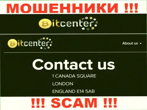 Адрес организации BitCenter фейковый - совместно работать с ней рискованно