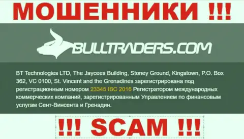 Bull Traders - МОШЕННИКИ, рег. номер (23345 IBC 2016) этому не помеха
