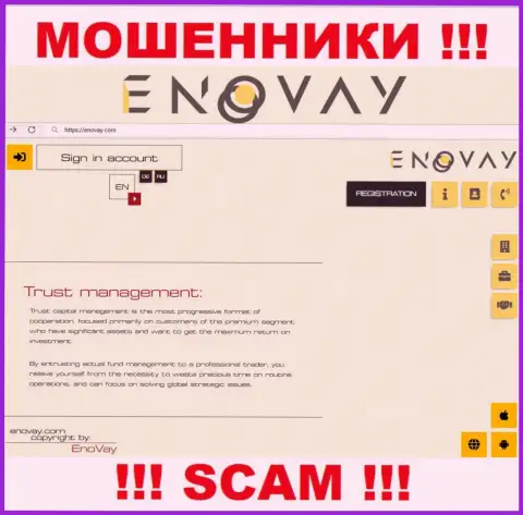 Внешний вид официального ресурса мошеннической конторы EnoVay