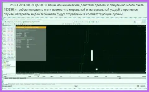 Снимок экрана с доказательством слива торгового счета в GrandCapital Net